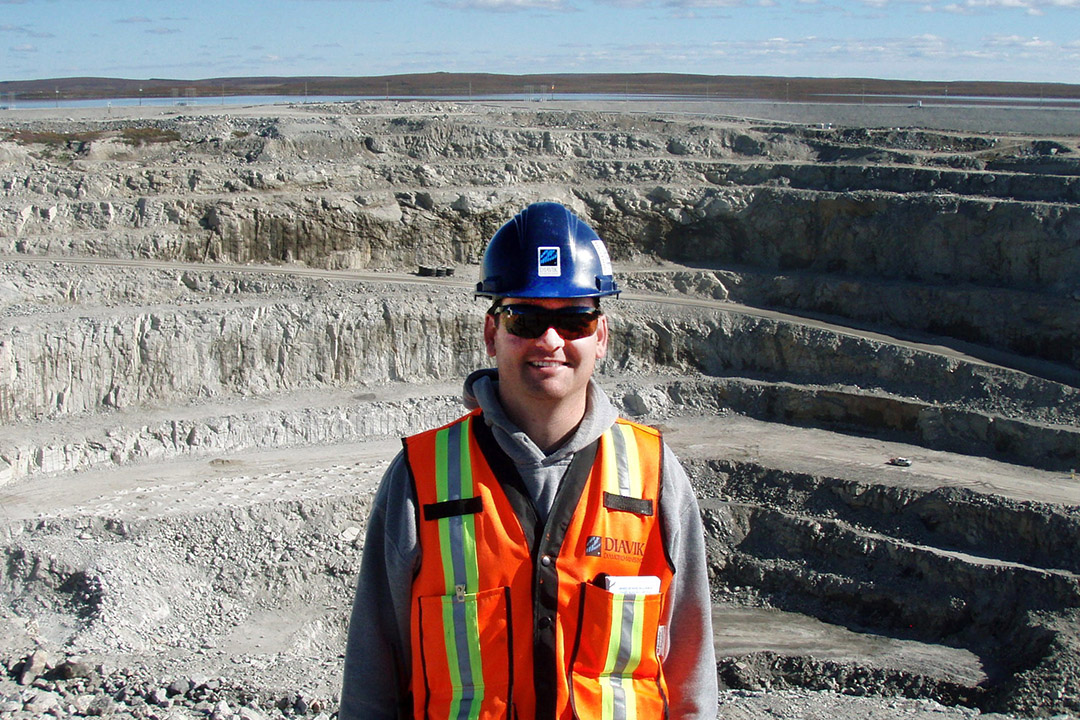 Geological Sciences Professor Dr. Matt Lindsay (PhD) at the Diavik Diamond Mine in the Northwest Territories in 2011. (Photo: Submitted)