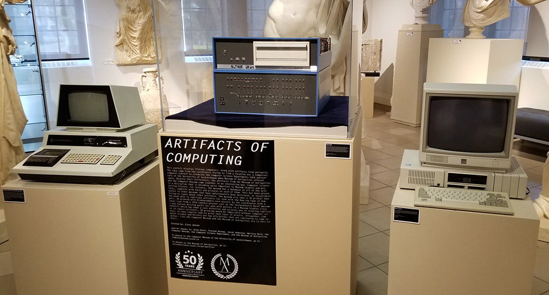 A display in the Museum of Antiquities as part of the Department of Computer Science 50th anniversary celebrations in 2018. (Photo: USask Computer Museum)