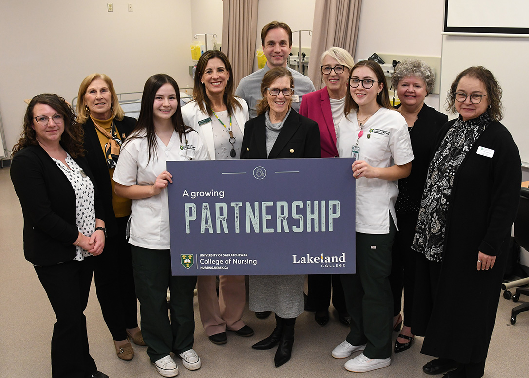 Students, faculty and leaders from USask, Lakeland College, and Saskatchewan provincial government at the announcement on Nov. 21 in Lloydminster, Alta., (credit: Submitted)