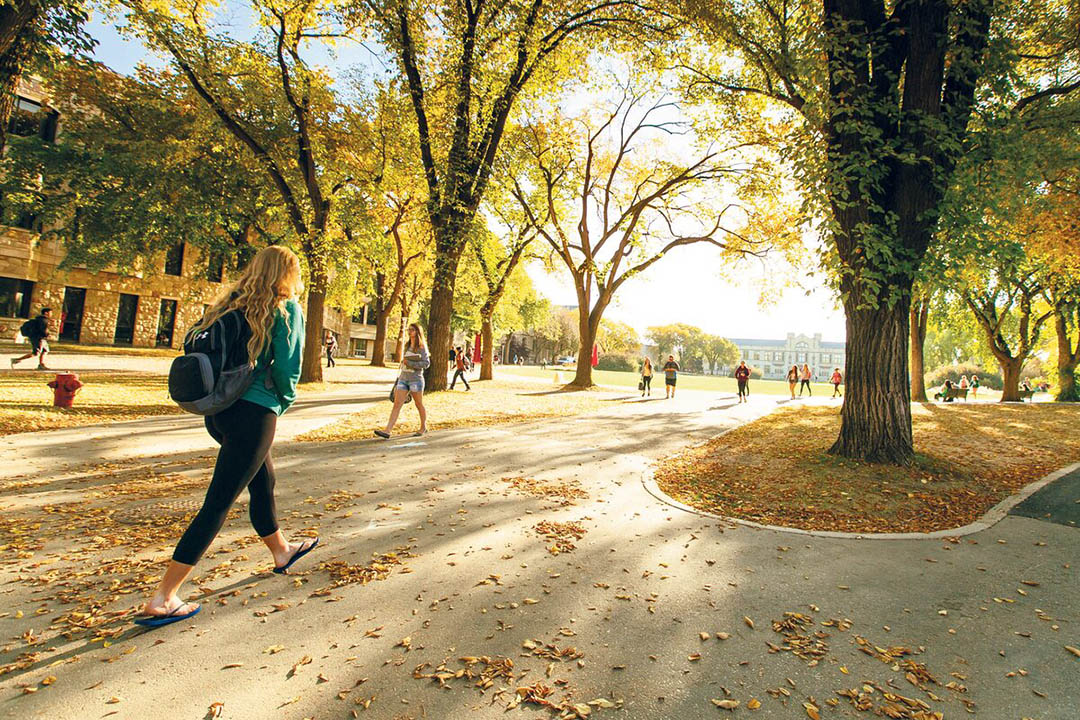 Students navigate the University of Saskatchewan from The Bowl, an area located in the heart of the campus.
