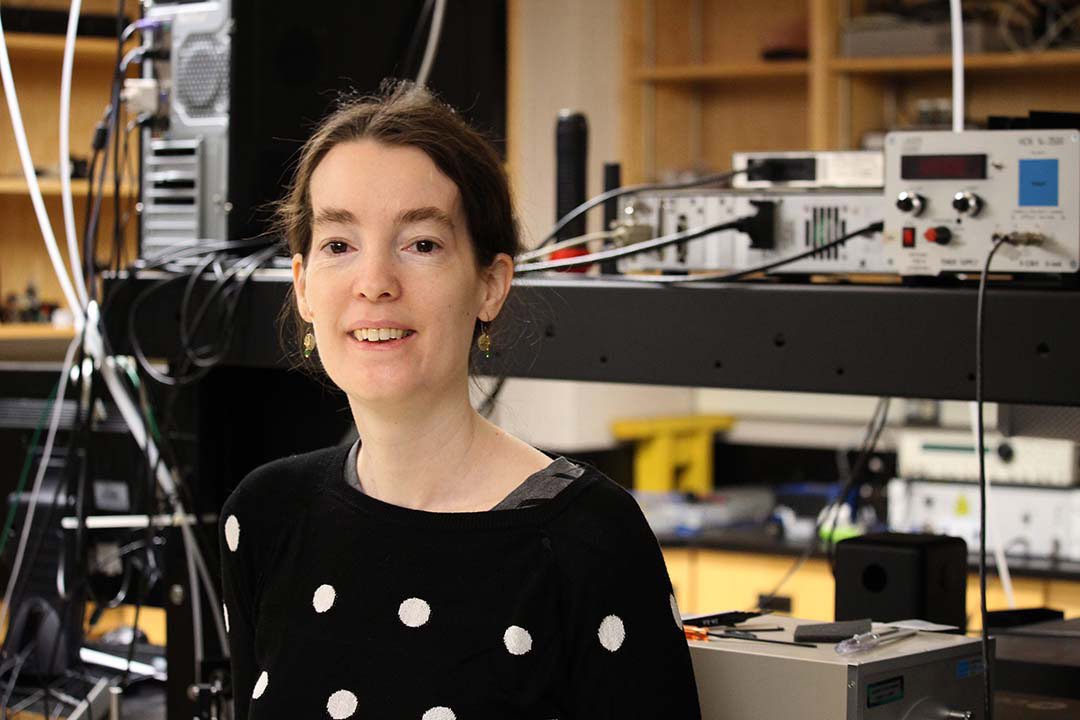USask chemistry assistant professor Dr. Amy Stevens's (PhD) research areas include chemistry, physics and quantum innovation. 