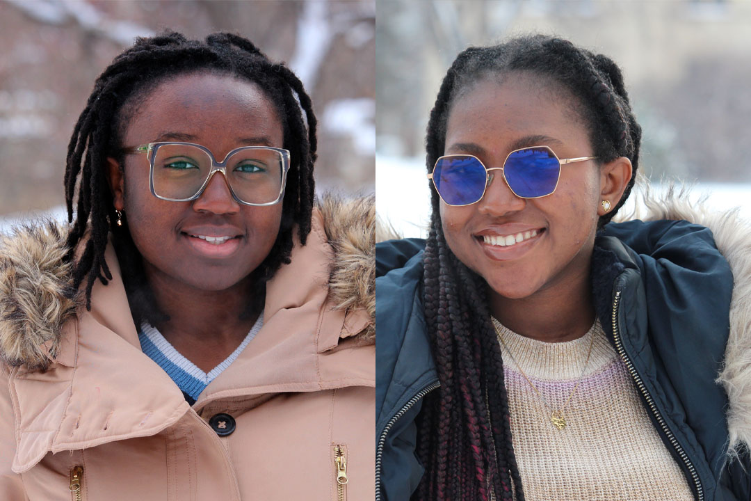 USask business economics majors Azee Amoo (left) and Teniola Bajoli of the College of Arts and Science talk about what Black History Month means to them. (Photos by Kristen McEwen)