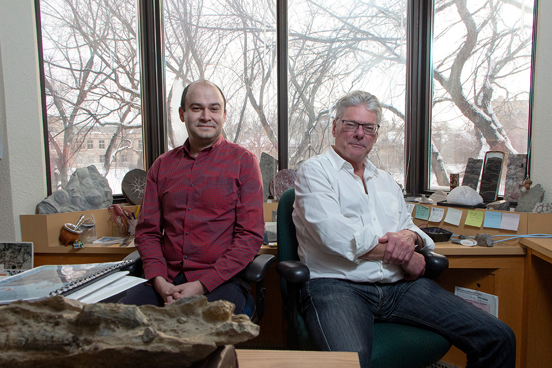 Colin Sproat (left) and Brian Pratt are faculty members in the College of Arts and Science at USask. (Photo: Chris Putnam)