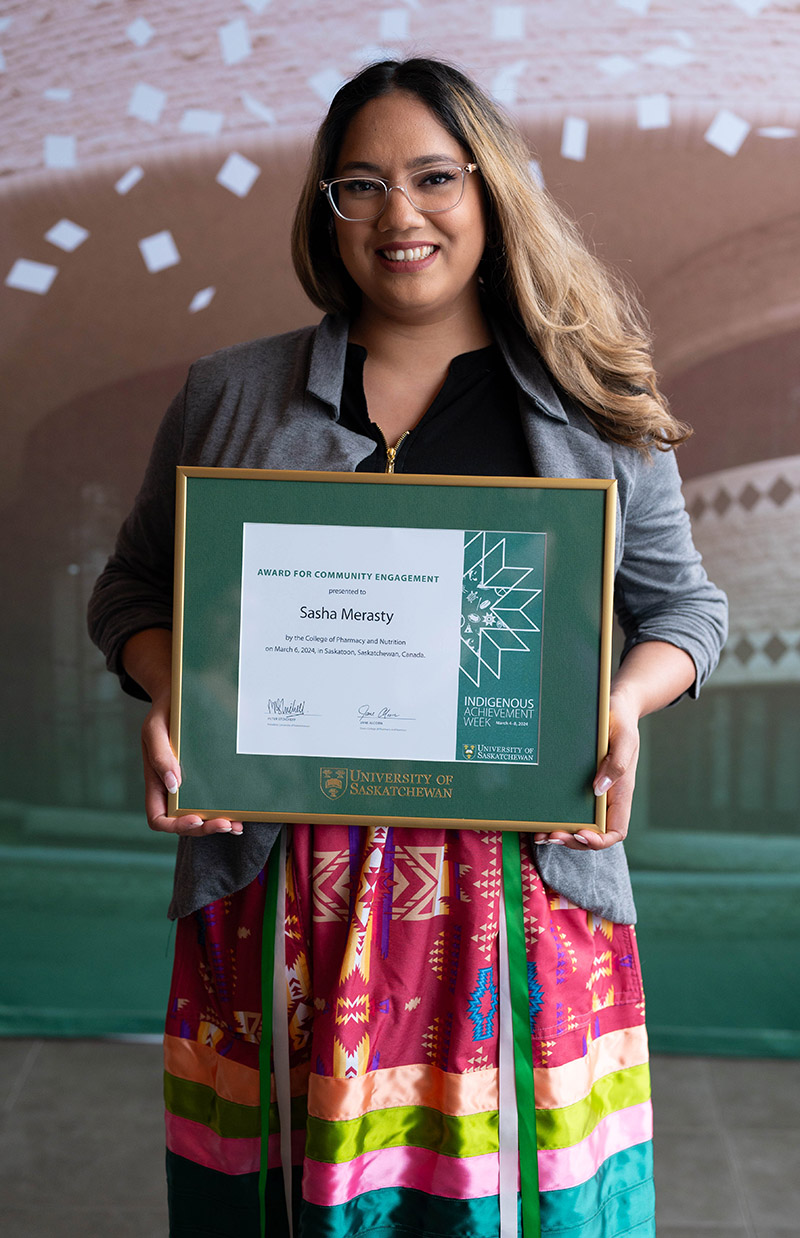 As a pharmacy student at USask, Sasha Merasty aims to advocate for Indigenous equity and equality in the Canadian health-care system. (Photo: Nicole Denbow)