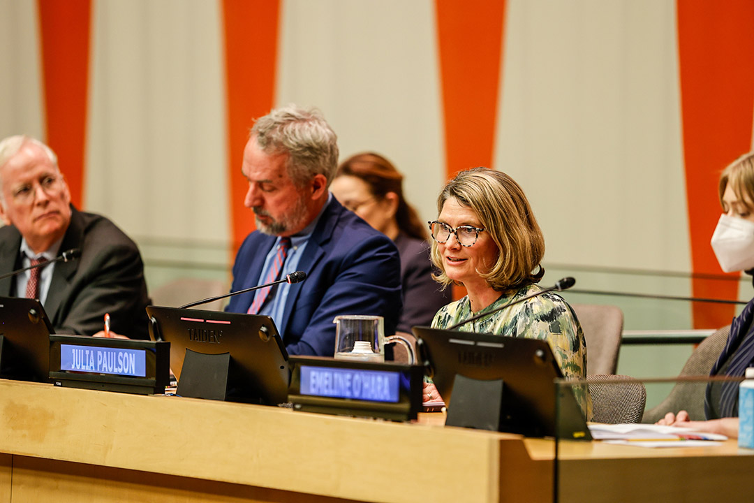 Dr. Julia Paulson (PhD) speaks at a United Nations event marking the International Day of Education, held in New York. (Photo: Submitted)