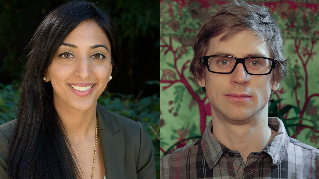 USask postdoctoral fellows Jasmin Bhawra (left) and Elliott Skierszkan will do research on projects related to climate change. (Photos: Submitted) 