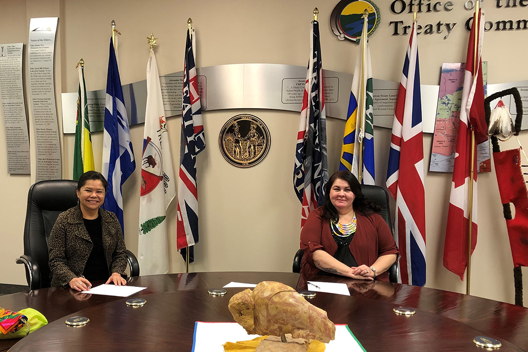 From left: Jacqueline Ottmann, vice-provost of Indigenous Engagement at USask, and Mary Culbertson, J.D., Treaty Commissioner, Office of the Treaty Commissioner.
