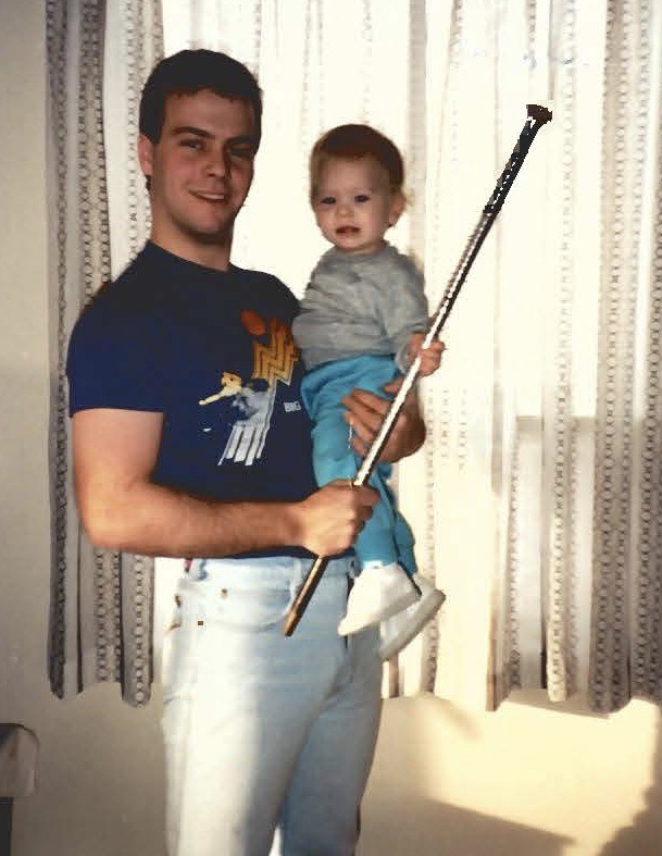 Michael Hoffort and his daughter Ashley holding the famed AgBio senior stick in 1988. (Photo: Submitted)