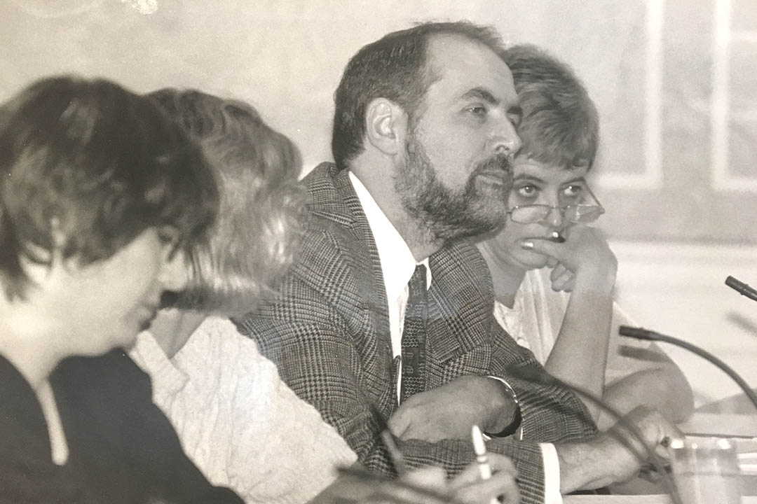 Writer and USask graduate Mark Abley (second from right) in Croatia in 1996 while serving as part of an international group of journalists visiting the region after the war in the former Yugoslavia. (Photo: Submitted)