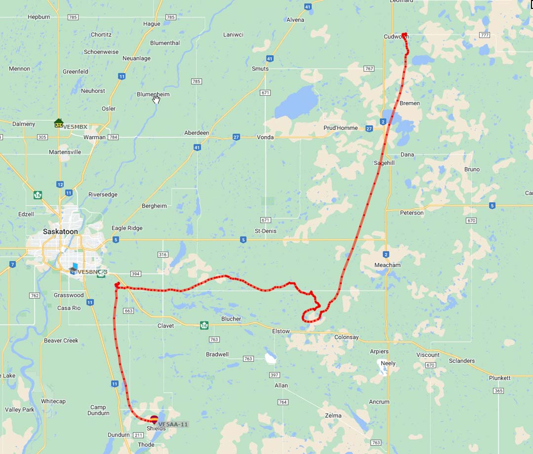 Flight pattern of the balloon. (Photo: Lenore West)