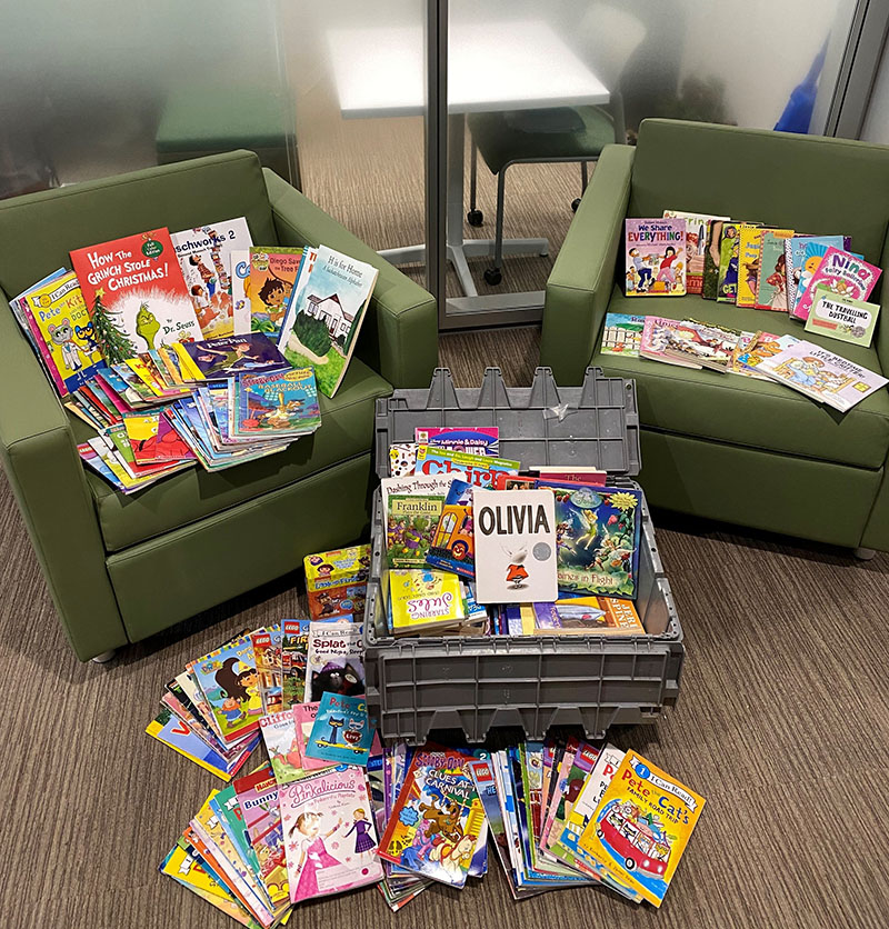 Children’s books were among the items collected through the Kindness Calendar initiative. (Photo: College of Pharmacy and Nutrition)