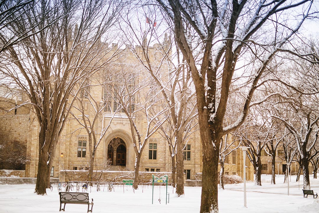 The Thorvaldson Building in the winter at the USask campus. 