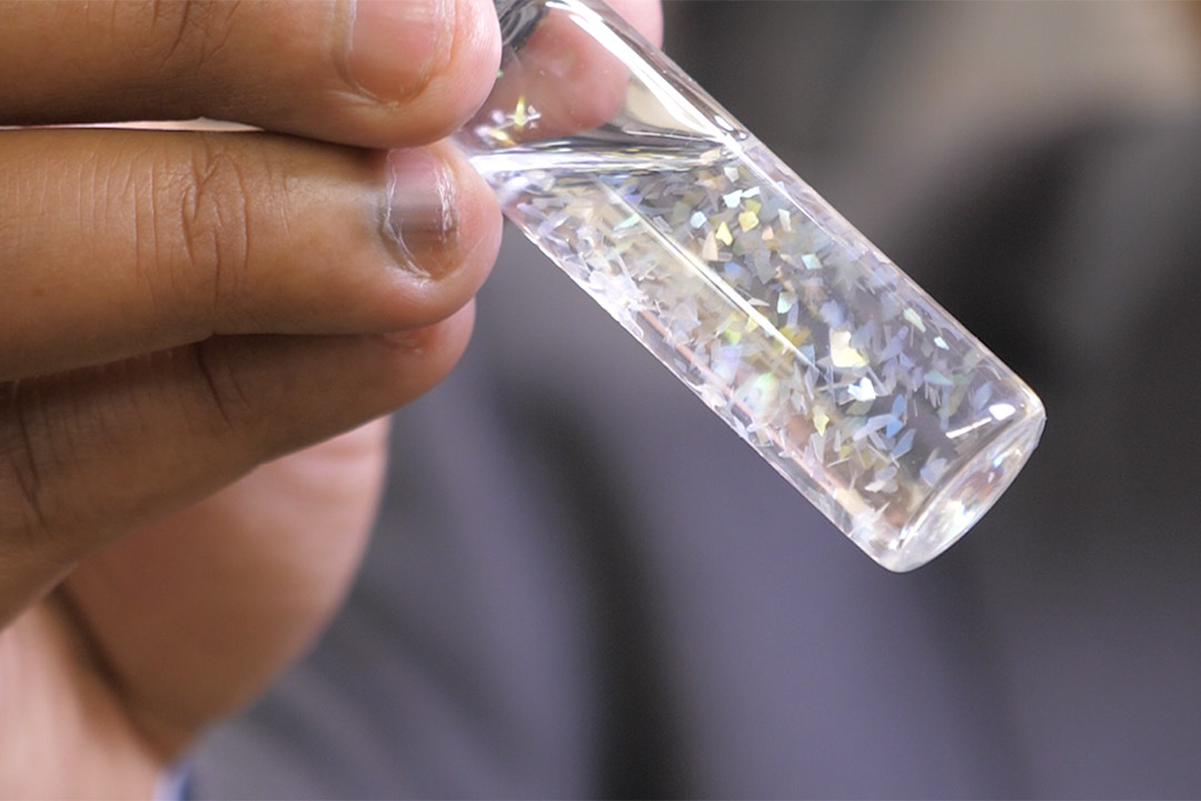 A USask research team has developed an innovative glitter product that is biodegradable. (Photo: University of Saskatchewan)