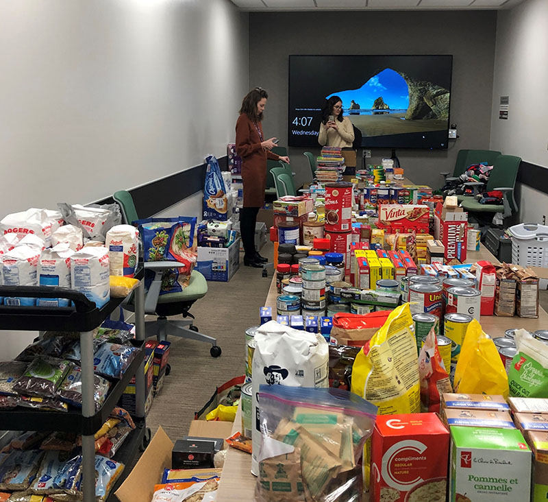 The College of Pharmacy and Nutrition collected food items for the Global Gathering Place. 