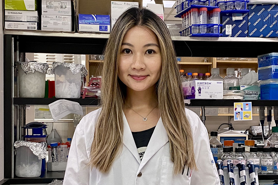 USask College of Medicine PhD student Lai Wong in a laboratory. 