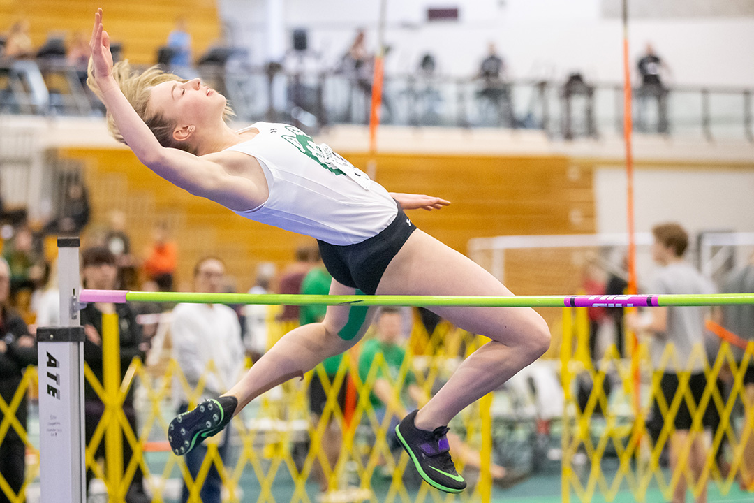 Nicole Ostertag of the College of Kinesiology is a student-athlete with the USask Huskies track and field team who has been selected to compete for Canada this month.