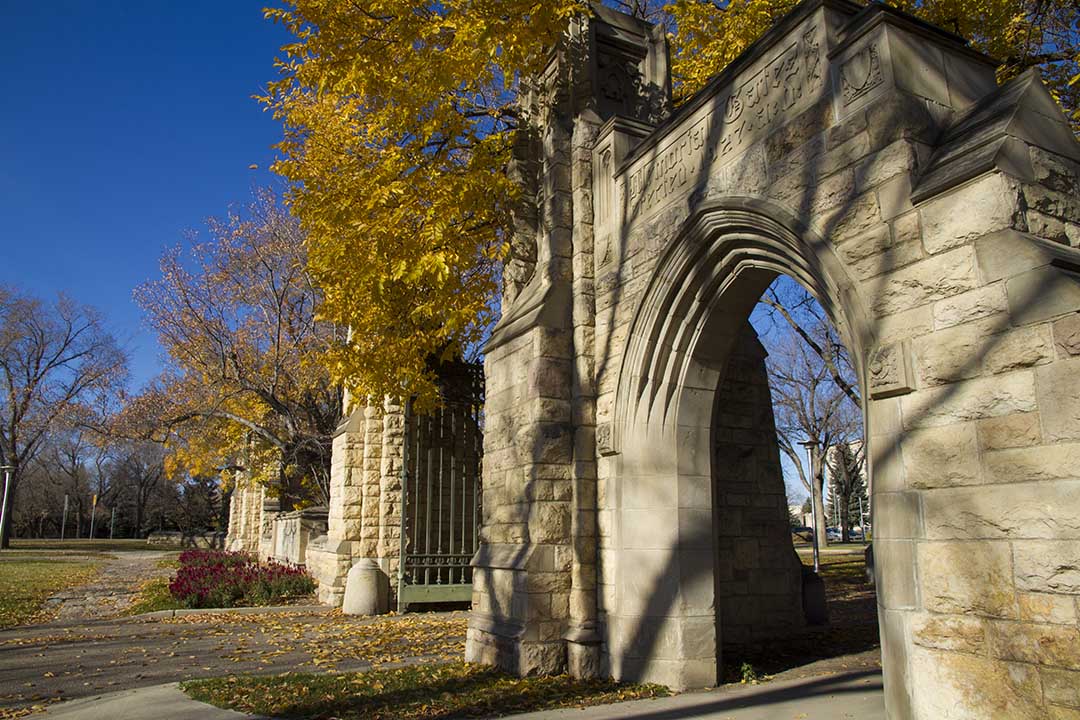 The Memorial Gates were unveiled in 1928, dedicated in honour of those from USask who served in the First World War. (Photo: USask)
