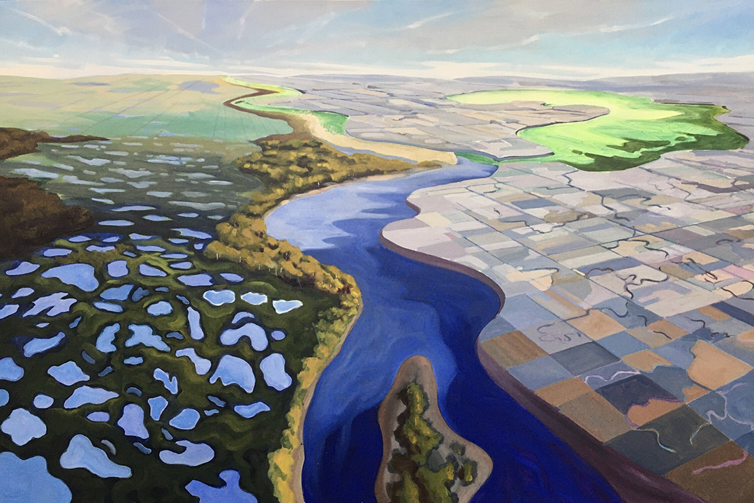 “Vanishing wetlands” by Cam Forester. (Painted for the Virtual Water Gallery/Global Water Futures) 