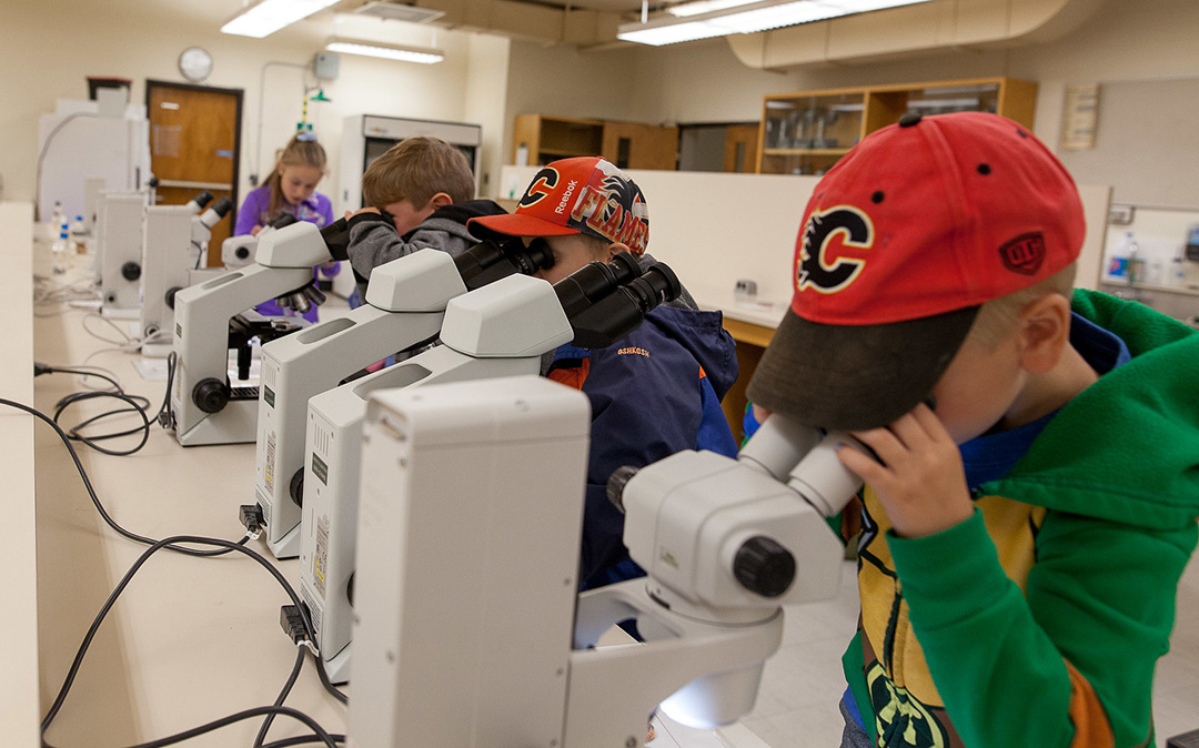 A student volunteer shows off a turtle during the 2019 Vetavision event at USask’s Western College of Veterinary Medicine.