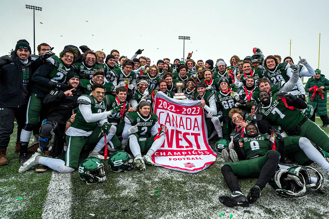 The USask Huskies football team celebrated a second straight Hardy Cup victory at Griffiths Stadium 