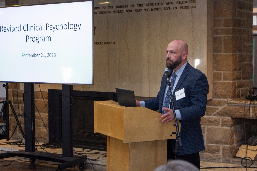 Dr. Lachlan McWilliams (PhD), co-director of clinical psychology training at the University of Saskatchewan, explained changes to the Graduate Program in Clinical Psychology at a campus event on Thursday.