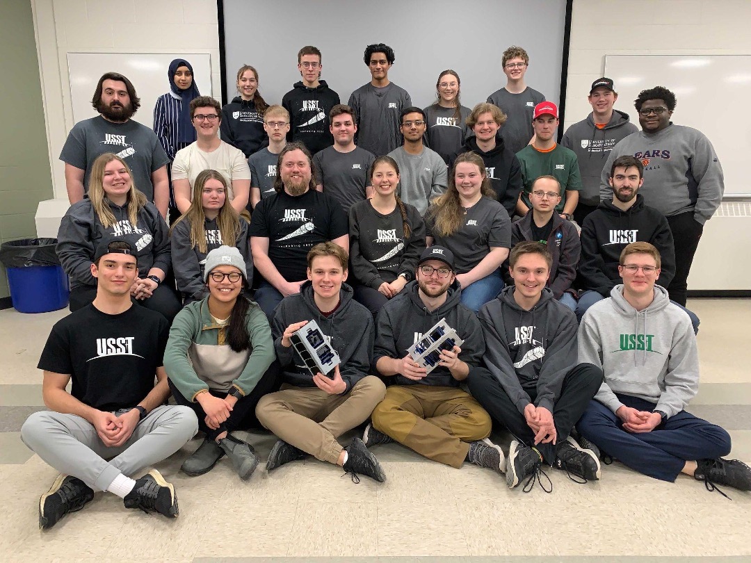 The student-led RADSAT-SK Team has developed a cube satellite that will launch into orbit on June 3 – believed to be the first made-in-Saskatchewan satellite that will be sent into space – and involves a dedicated team of USask students. (Photo: Submitted)