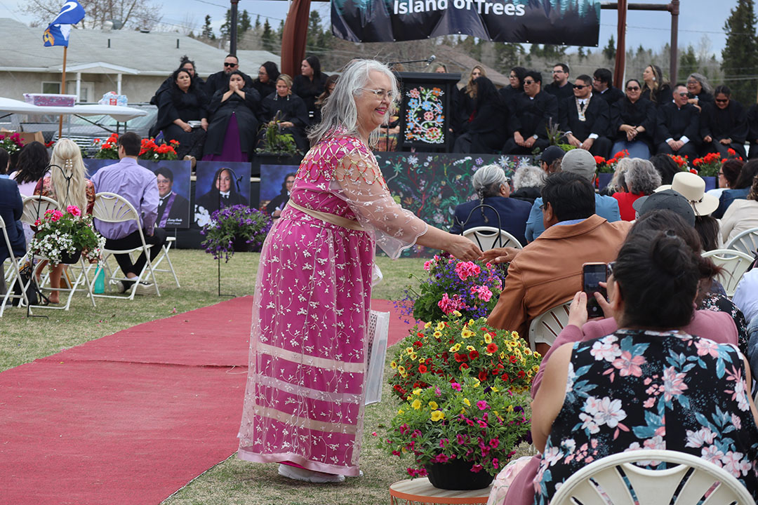 Twenty-six students from the Cree Teacher Education Program gathered on May 6 to celebrate the completion of their Bachelor of Education degrees from USask. (Photo: Submitted by Connor Jay)