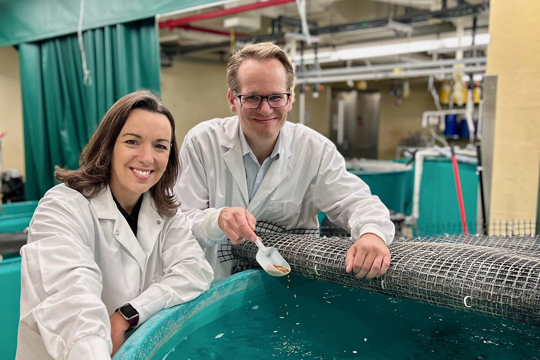 Natacha Hogan and Markus Brinkmann study the human impacts on water quality and fish health at USask’s Aquatic Toxicology Research Facility.