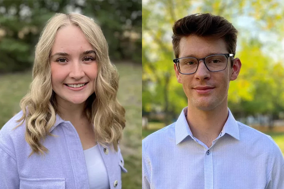 From left: Biological sciences student Rachel Andres and nursing student Taron Topham have been named Rhodes Scholars. (Photos: Rhodes Trust/Supplied)