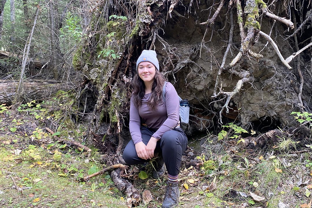 Tori Redman hiking the Treebeard Trail in Waskesiu, Sask. 