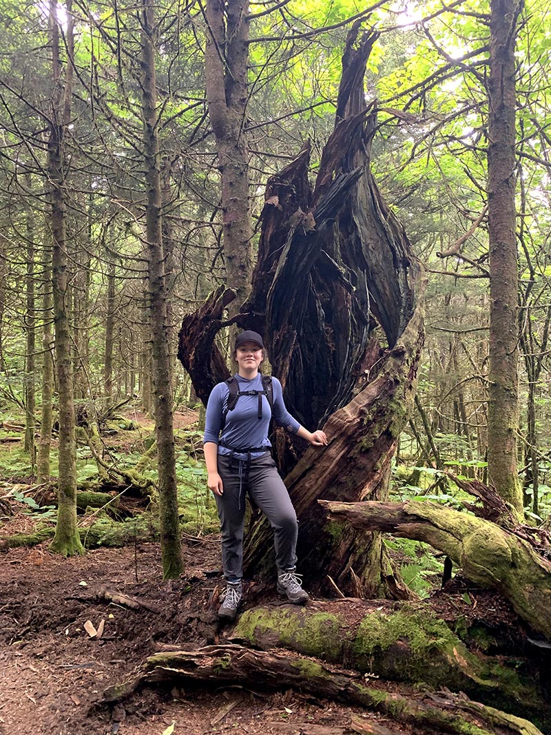 Tori Redman hiking the Treebeard Trail in Waskesiu, Sask. 