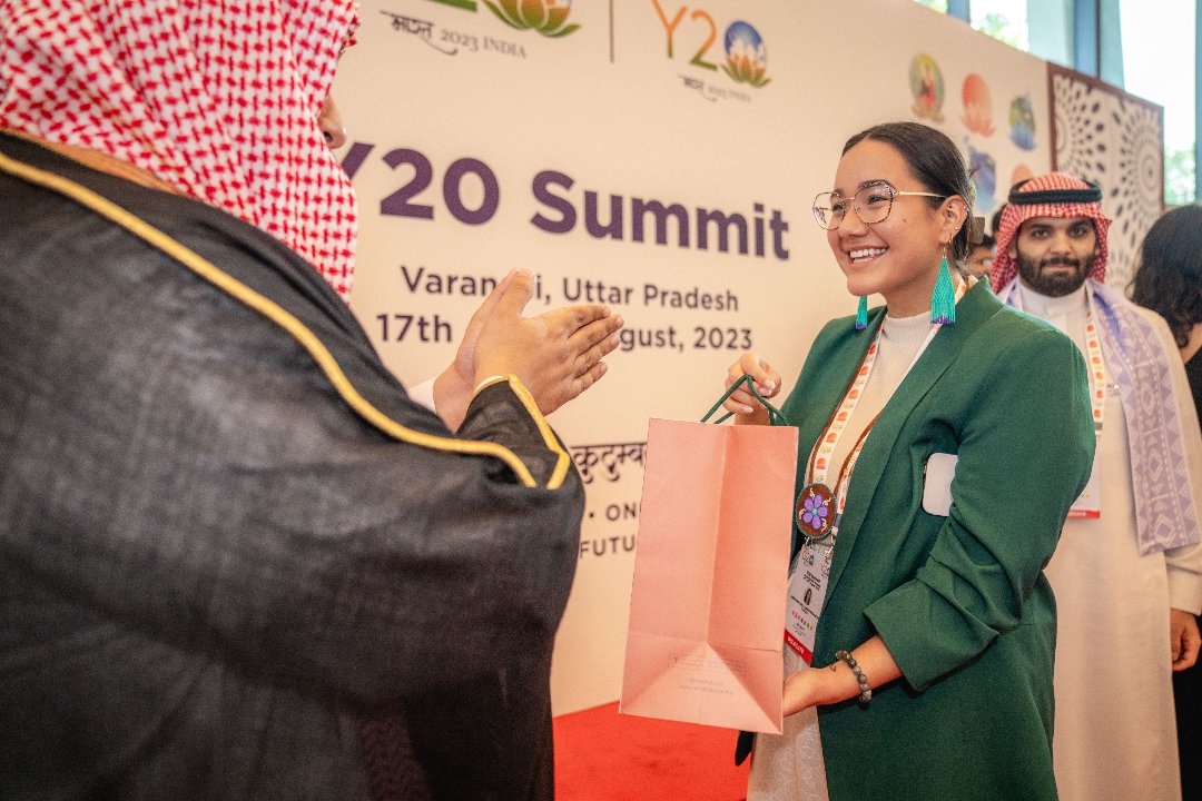 In the second year of her Master of Sustainability in Energy Security program at USask, Aubrey-Anne Laliberte-Pewapisconias was one of five youth delegates representing Canada at the Y20 Summit in India. (Photo: Submitted)