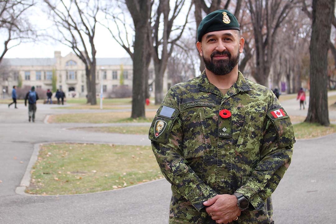 Dr. Andres Posso-Terranova (PhD) is a full-time USask instructor-laboratory co-ordinator while also serving in the Canadian Armed Forces reserves part time. (Photo: Victoria Dinh)