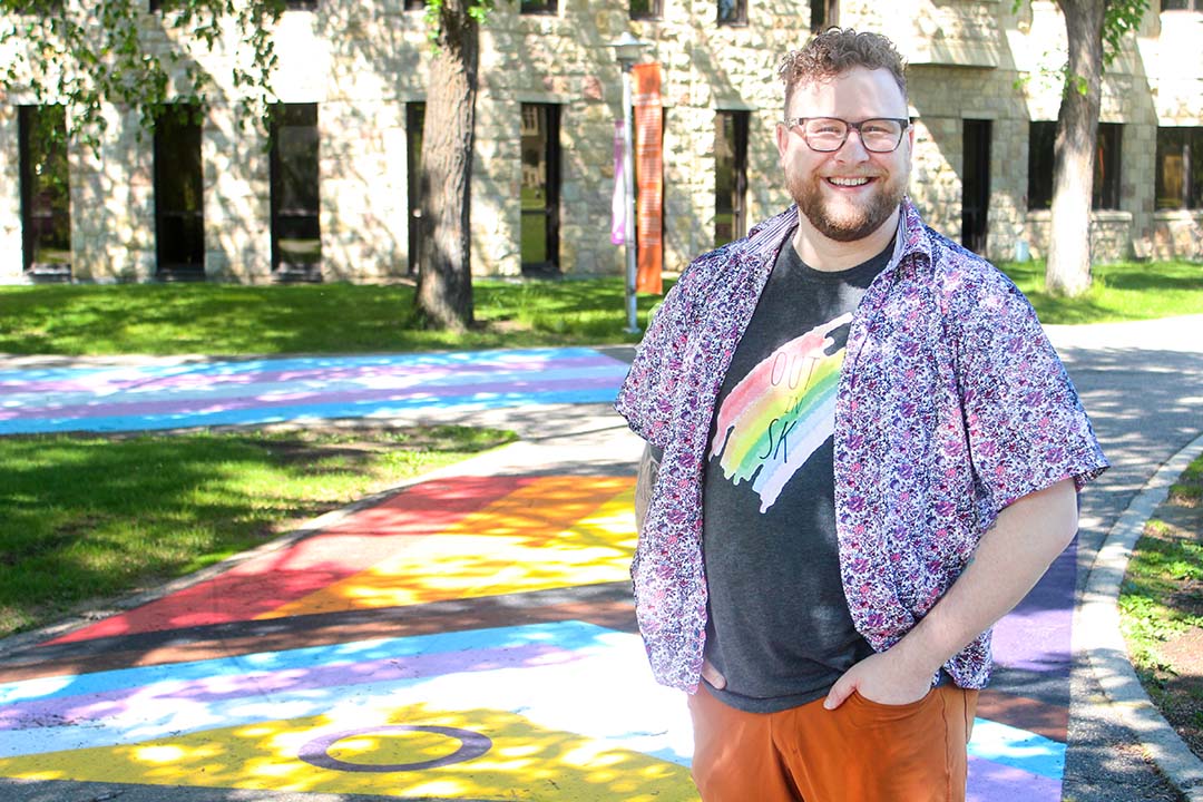 USask PhD student Andrew Hartman (BA’14, MEd’19) is queer and Métis conducting research at the Sex, Gender, and Reproductive Psychology Lab. (Photo by Kristen McEwen)