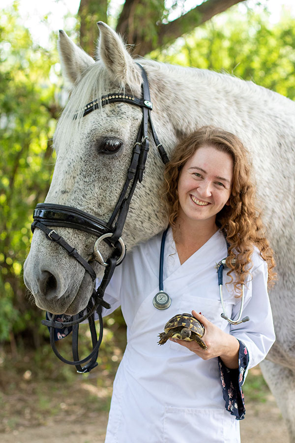 Dr. Laura Callaghan (DVM) and her dressage horse, Llama, a percheron-thoroughbred cross gelding. (Photo: Rebecca Simonson)