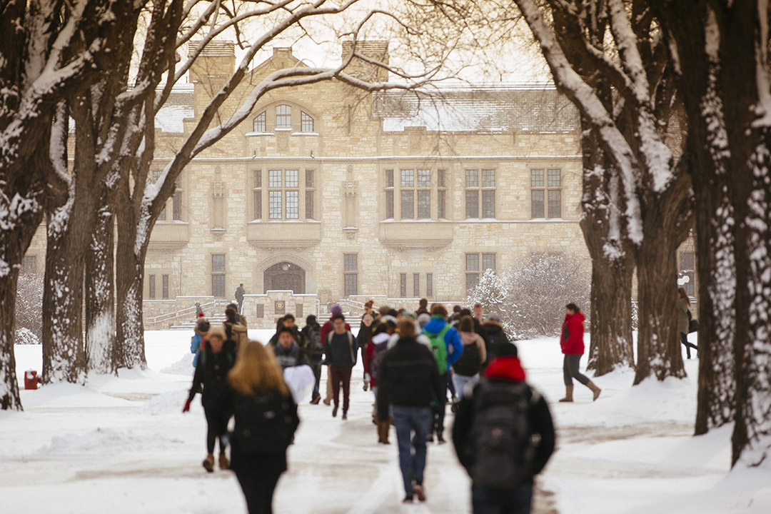 Winter on USask Campus - the Peter McKinnon building can be seen in the background
