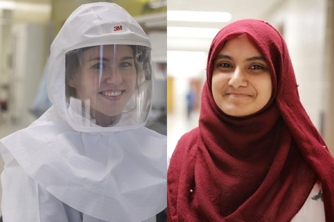 From left: College of Medicine graduate students Magie Francis and Juveriya Qamar Khan will officially receive their PhDs during USask’s Fall Convocation. (Photos: Submitted)