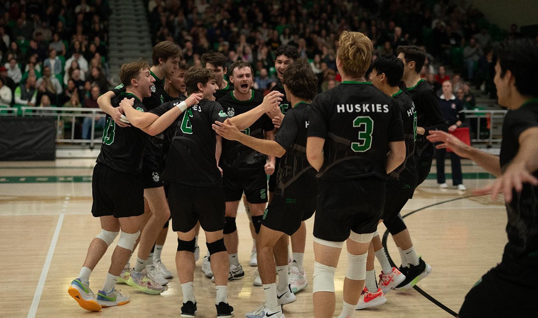 USask’s Huskie men’s volleyball team is currently ranked fourth in the country. (Photo: Electric Umbrella/Huskie Athletics)