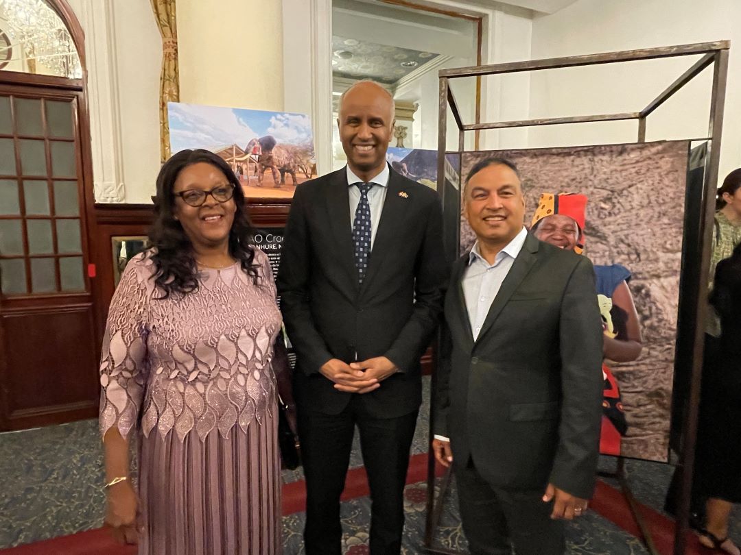 (L-R) Training coordinator Argentina Munguambe, Canadian Minister of International Development Ahmed Hussen and USask’s Dr. Nazeem Muhajarine (PhD) stand for a photo after the announcement of $20 million for Muhajarine’s project ‘Sexual and Reproductive Health for Young Women in Inhambane.’ (Supplied photo)