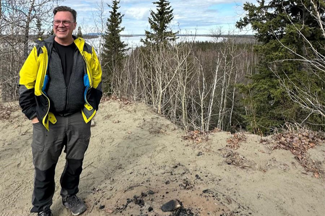 Dr. Greg Poelzer (PhD), a professor of USask’s School of Environment and Sustainability and co-lead of the Energy and Mineral Resources for a Sustainable Future Signature Area, on site in Galena, Alaska, near the Yukon River. (Photo: Submitted)