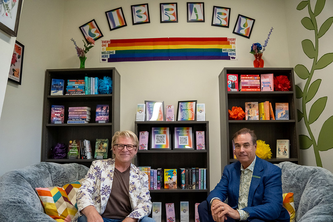 The new space was enhanced through a generous donation from Anthony Bidulka (left) and Herb McFaull (right). (Photo: Raul Garcia)