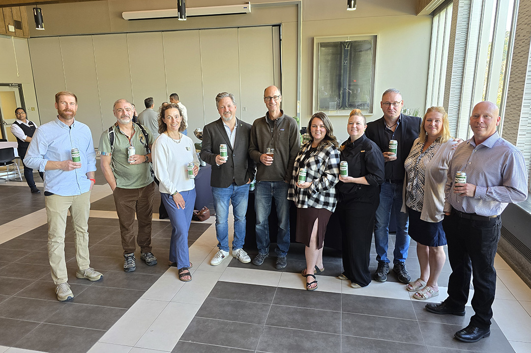 Collaborators celebrate brÜSask project at launch event on September 22, 2025. (Photo: Matt Olson)
