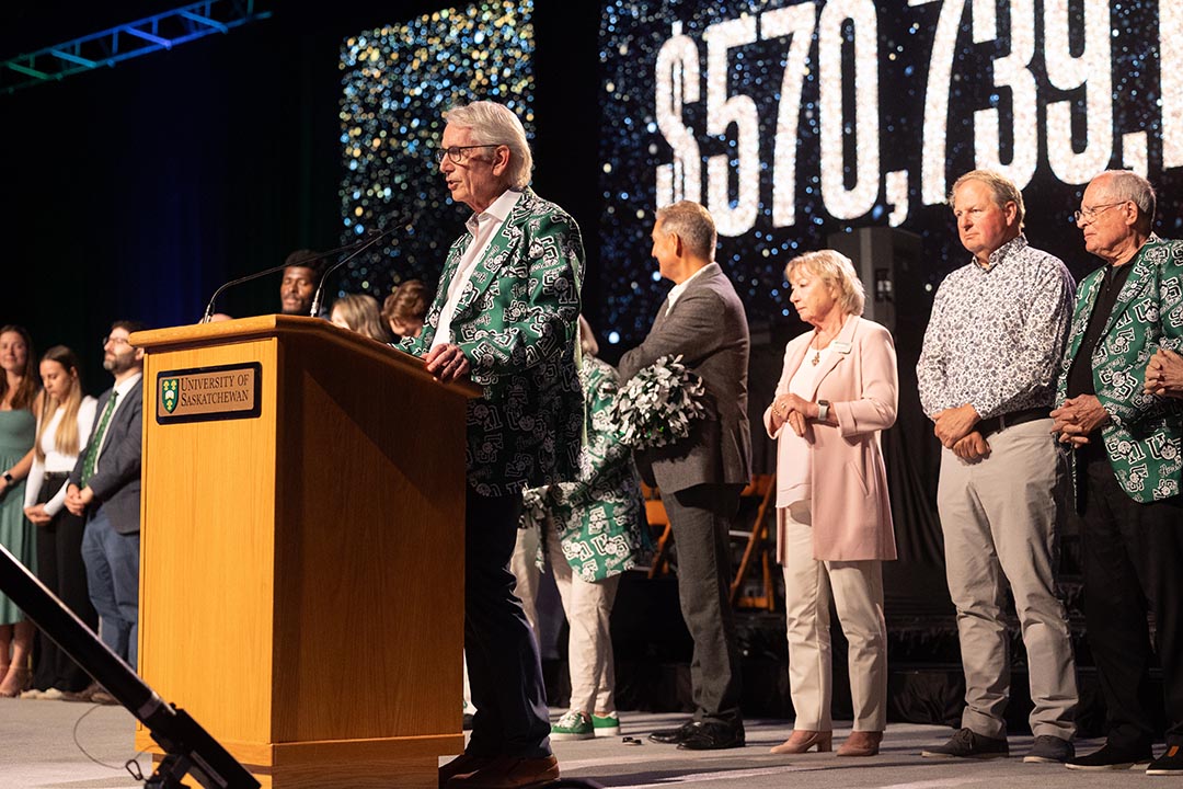 The University of Saskatchewan (USask) announced it had surpassed its $500 million fundraising goal at the Be What The World Needs campaign wind-up celebration on June 18 at Merlis Belsher Place. (Photo: David Stobbe)