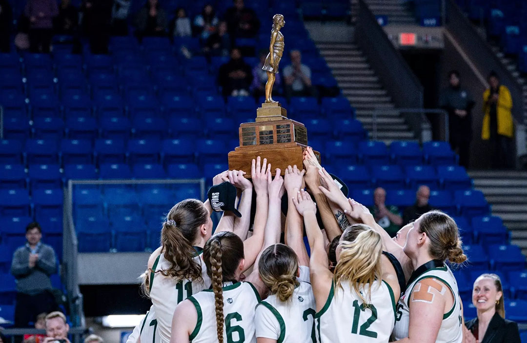 The University of Saskatchewan Huskies won their third women’s basketball national title in 10 years with an 85-66 victory over the Carleton University Ravens in Vancouver on March 16, 2025. (Photo: Jacob Mallari/UBC Thunderbirds)