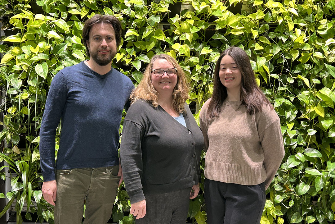 he Office of Sustainability team, Matt Wolsfeld, Janelle Hutchinson, and Dana Kwan. (Photo: Ashley Dopko)