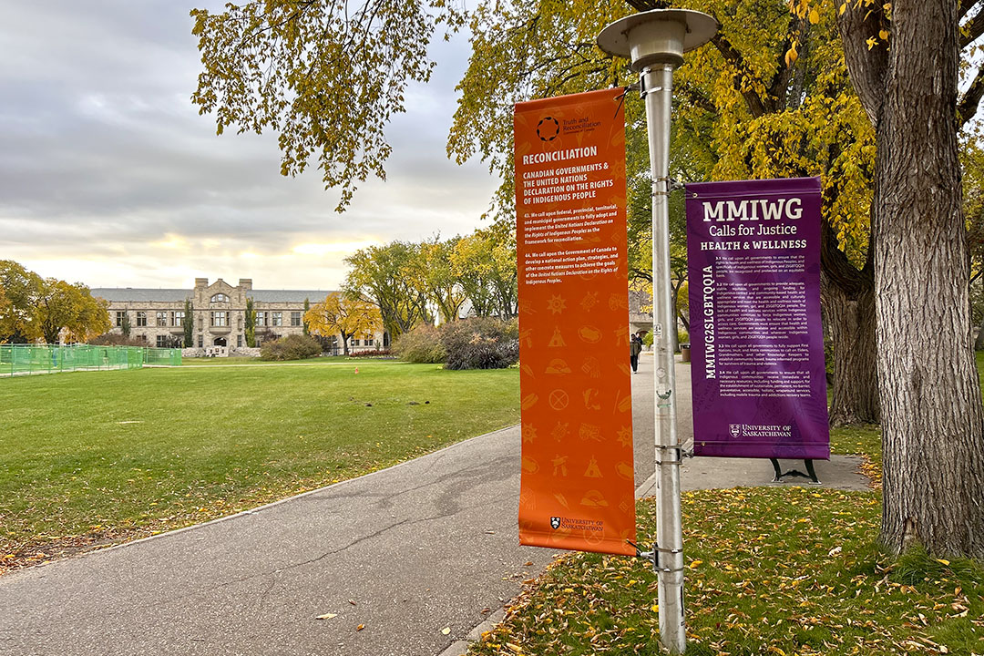 The banners are a permanent fixture on campus and all students, staff, faculty, and members of the public are invited and encouraged to walk through the Bowl, taking time to read, learn and reflect. 