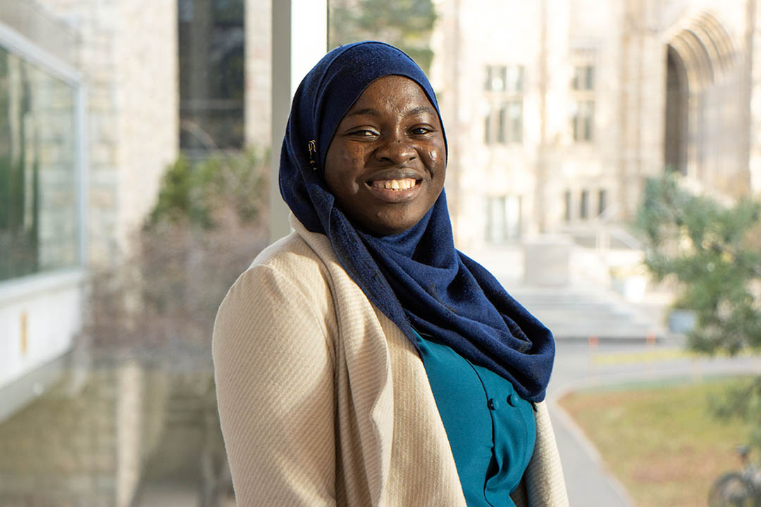 Nigerian international student Basirat Liadi Azees will graduate with a Master of Sciences degree in biology at USask Fall Convocation on Nov. 12. (Photo: Kristen McEwen)