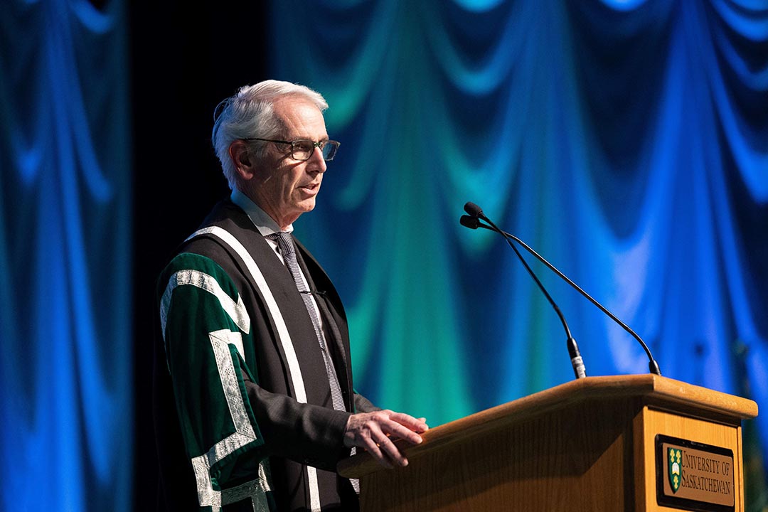 President Peter Stoicheff is beginning his 10th year addressing convocation ceremonies as president of the University of Saskatchewan. (Photo: David Stobbe)