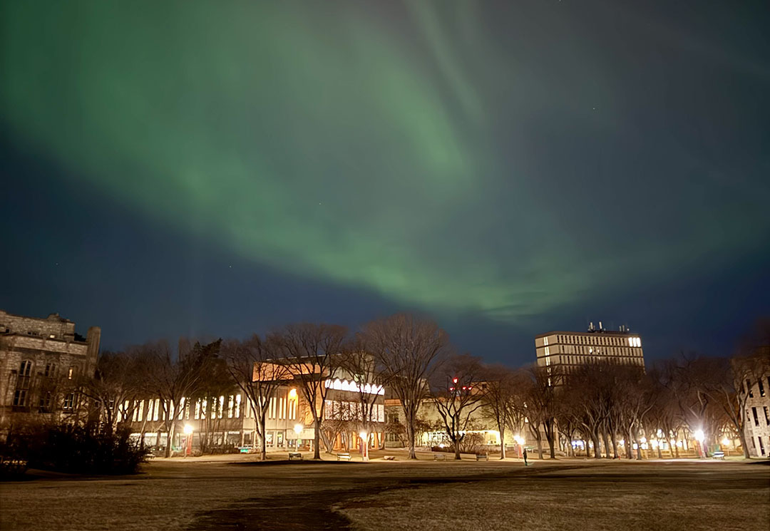 Northern lights can be seen over the USask campus