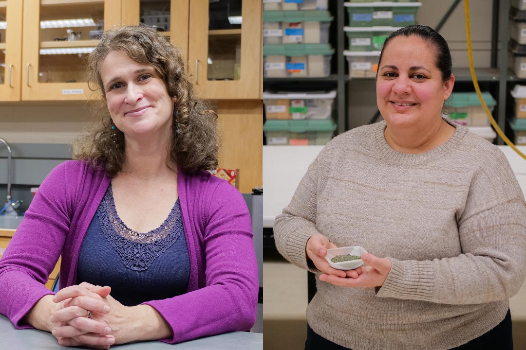 USask researchers Dr. Tara Kahan (PhD) and Dr. Ana Vargas (PhD), at right, are inspiring the next generation of scientists (Photos: Matt Olson/USask).